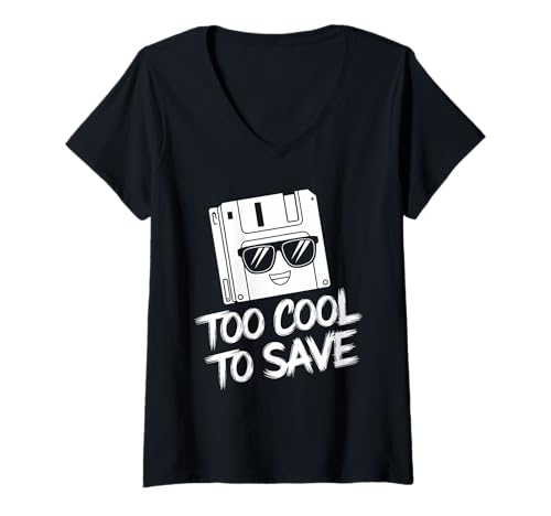 Damen Floppy Disk Retro Tech Nostalgie Old School Computing Humor T-Shirt mit V-Ausschnitt von Vintage Technology Tech Nostalgia Floppy Disk
