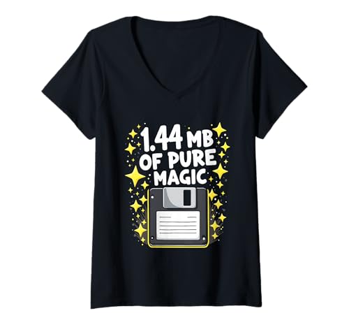 Damen Floppy Disk Retro Tech Nostalgie Old School Computing Humor T-Shirt mit V-Ausschnitt von Vintage Technology Tech Nostalgia Floppy Disk