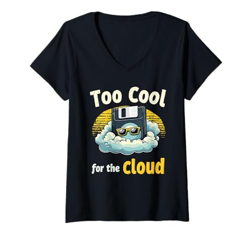 Damen Floppy Disk Retro Tech Nostalgie Old School Computing Humor T-Shirt mit V-Ausschnitt von Vintage Technology Tech Nostalgia Floppy Disk