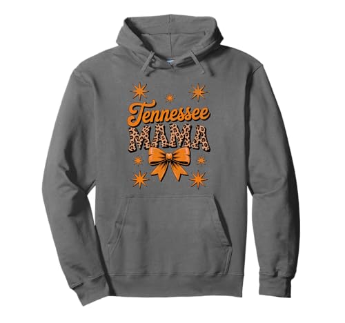 Tennessee Mama, Retro Leopard Print Orange Bow Women's Top Pullover Hoodie von Vintage Tennessee Mom Leopard Print Gifts