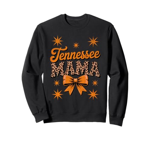 Tennessee Mama, Retro Leopard Print Orange Bow Women's Top Sweatshirt von Vintage Tennessee Mom Leopard Print Gifts