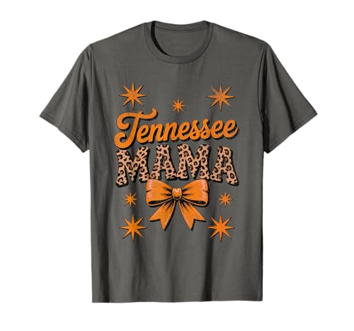Tennessee Mama, Retro Leopard Print Orange Bow Women's Top T-Shirt von Vintage Tennessee Mom Leopard Print Gifts