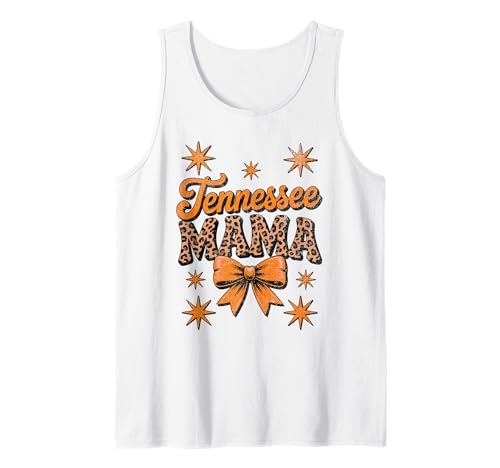 Tennessee Mama, Retro Leopard Print Orange Bow Women's Top Tank Top von Vintage Tennessee Mom Leopard Print Gifts