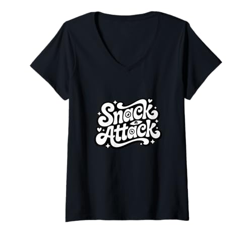 Damen Lustiger Humor Text Funny People Funny Food Lovers Snack Attack T-Shirt mit V-Ausschnitt Damen Lustiger Humor Text Funny People Funny Food Lovers Snack Attack T-Shirt mit V-Ausschnitt von Vintage Text Funny Food Lover Snack Attack Shirt