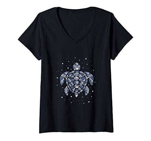 Damen Vintage Schildkröte T-Shirt mit V-Ausschnitt von Vintage Tier T-Shirts & Geschenkideen