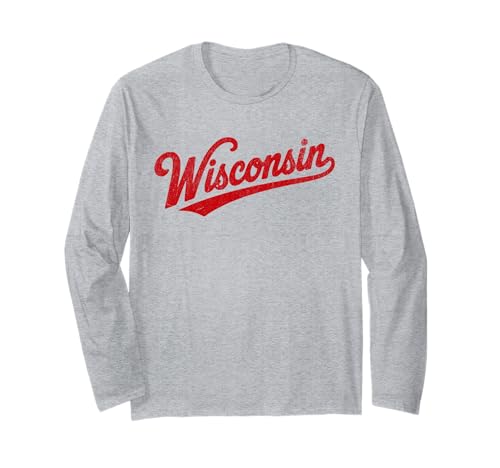Throwback Wisconsin Vintage State Varsity Print Adult & Kids Langarmshirt von Vintage Varsity City & State Gifts and Apparel