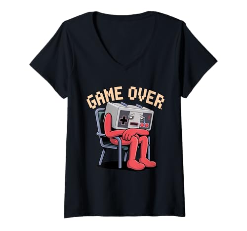Damen Video Gamers Retro Videospiel Vintage Videospiele Old Gamer T-Shirt mit V-Ausschnitt von Vintage Video Gaming Retro Gamers 90s Classic 80s