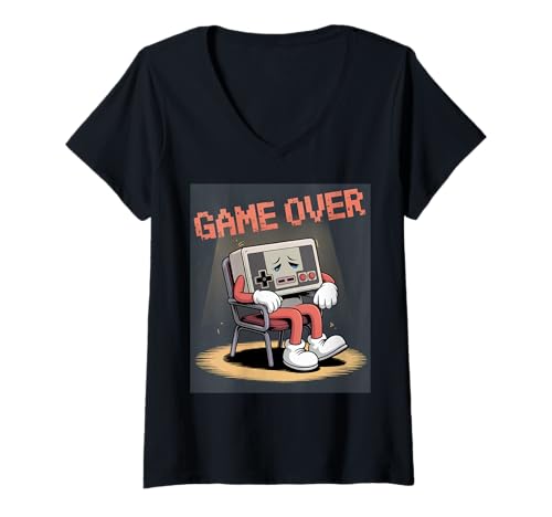 Damen Video Gamers Retro Videospiel Vintage Videospiele Old Gamer T-Shirt mit V-Ausschnitt von Vintage Video Gaming Retro Gamers 90s Classic 80s