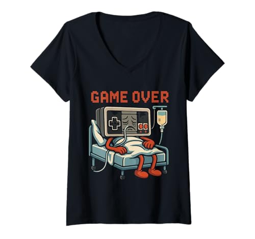 Damen Video Gamers Retro Videospiel Vintage Videospiele Old Gamer T-Shirt mit V-Ausschnitt von Vintage Video Gaming Retro Gamers 90s Classic 80s
