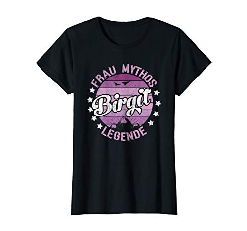 Damen Retro Birgit Frau Mythos Legende Vintage T-Shirt von Vintage Vornamen Geburtstagsgeschenk