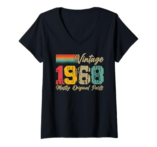 Damen Vintage 1968 Meist Originalteile Lustiges Geburtstagsjahr T-Shirt mit V-Ausschnitt Damen Vintage 1968 Meist Originalteile Lustiges Geburtstagsjahr T-Shirt mit V-Ausschnitt von Vintage Year Apparel