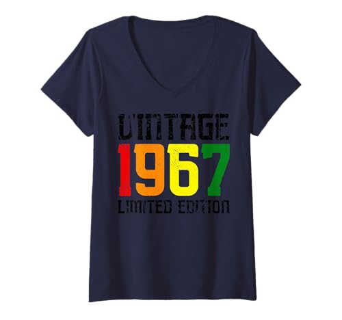 Damen Limitierte Auflage – Vintage 1967 T-Shirt mit V-Ausschnitt von Vintage Year of Birth Gifts Apparel & Accessories