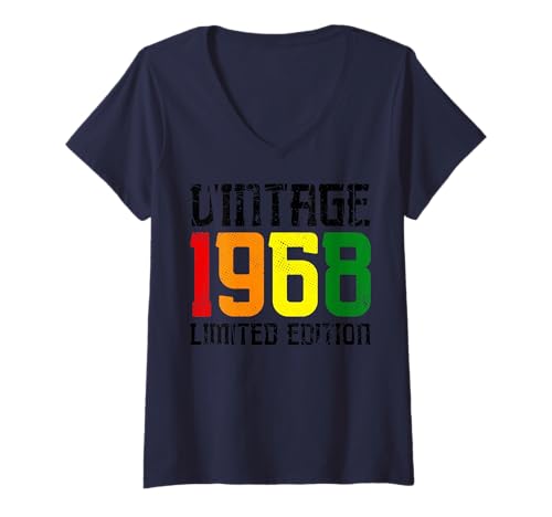 Damen Limitierte Auflage – Vintage 1968 T-Shirt mit V-Ausschnitt von Vintage Year of Birth Gifts Apparel & Accessories