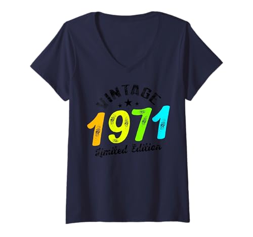 Damen Limitierte Auflage – Vintage 1971 T-Shirt mit V-Ausschnitt Damen Limitierte Auflage – Vintage 1971 T-Shirt mit V-Ausschnitt von Vintage Year of Birth Gifts Apparel & Accessories