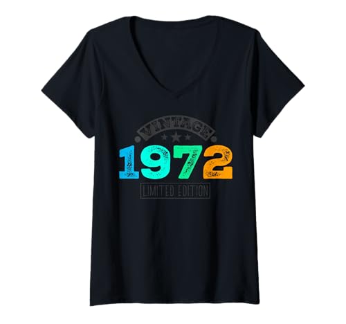 Damen Limitierte Auflage – Vintage 1972 T-Shirt mit V-Ausschnitt Damen Limitierte Auflage – Vintage 1972 T-Shirt mit V-Ausschnitt von Vintage Year of Birth Gifts Apparel & Accessories
