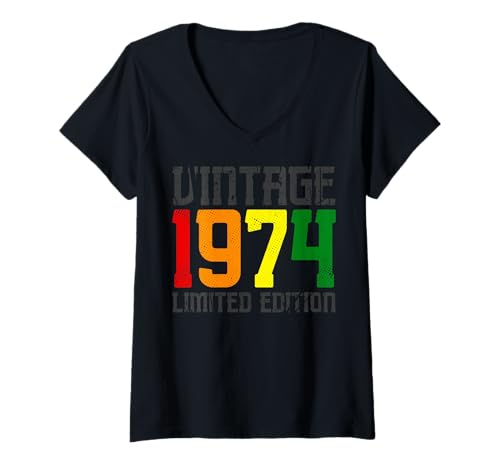 Damen Limitierte Auflage – Vintage 1974 T-Shirt mit V-Ausschnitt Damen Limitierte Auflage – Vintage 1974 T-Shirt mit V-Ausschnitt von Vintage Year of Birth Gifts Apparel & Accessories