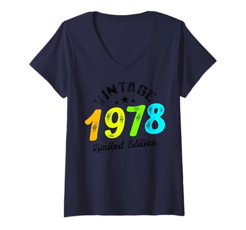 Damen Limitierte Auflage – Vintage 1978 T-Shirt mit V-Ausschnitt von Vintage Year of Birth Gifts Apparel & Accessories