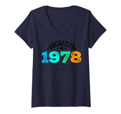 Damen Limitierte Auflage – Vintage 1978 T-Shirt mit V-Ausschnitt von Vintage Year of Birth Gifts Apparel & Accessories