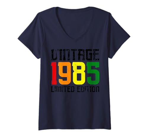 Damen Limitierte Auflage – Vintage 1985 T-Shirt mit V-Ausschnitt von Vintage Year of Birth Gifts Apparel & Accessories