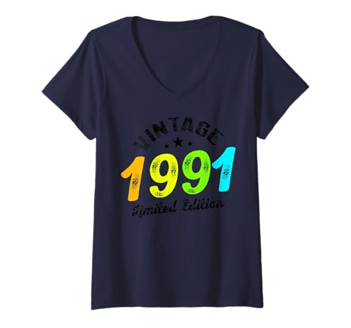 Damen Limitierte Auflage – Vintage 1991 T-Shirt mit V-Ausschnitt Damen Limitierte Auflage – Vintage 1991 T-Shirt mit V-Ausschnitt von Vintage Year of Birth Gifts Apparel & Accessories