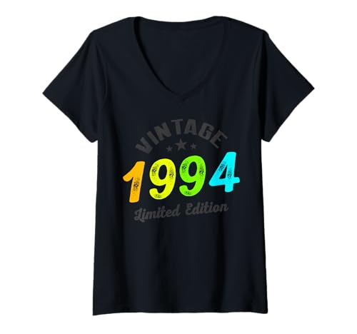 Damen Limitierte Auflage – Vintage 1994 T-Shirt mit V-Ausschnitt von Vintage Year of Birth Gifts Apparel & Accessories