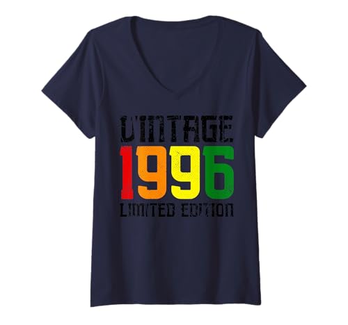 Damen Limitierte Auflage – Vintage 1996 T-Shirt mit V-Ausschnitt von Vintage Year of Birth Gifts Apparel & Accessories