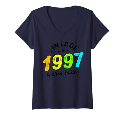 Damen Limitierte Auflage – Vintage 1997 T-Shirt mit V-Ausschnitt von Vintage Year of Birth Gifts Apparel & Accessories