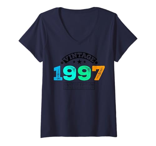 Damen Limitierte Auflage – Vintage 1997 T-Shirt mit V-Ausschnitt von Vintage Year of Birth Gifts Apparel & Accessories