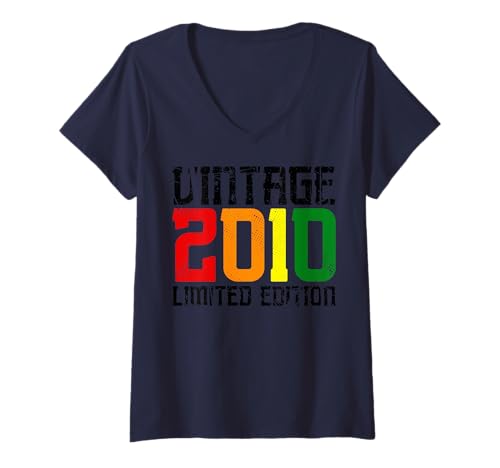 Damen Limitierte Auflage – Vintage 2010 T-Shirt mit V-Ausschnitt von Vintage Year of Birth Gifts Apparel & Accessories