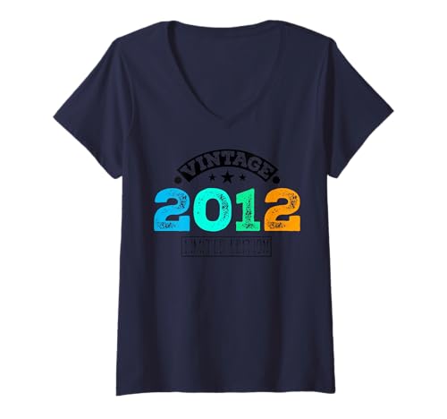 Damen Limitierte Auflage – Vintage 2012 T-Shirt mit V-Ausschnitt von Vintage Year of Birth Gifts Apparel & Accessories