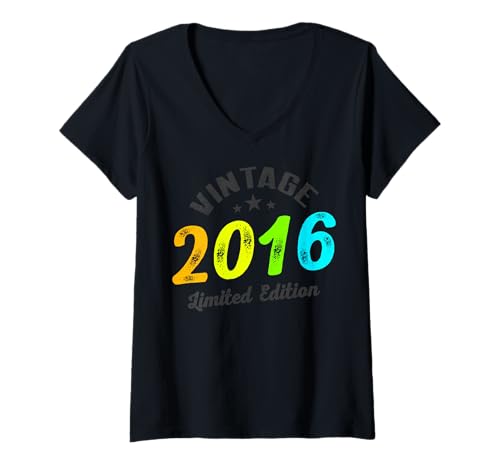 Damen Limitierte Auflage – Vintage 2016 T-Shirt mit V-Ausschnitt von Vintage Year of Birth Gifts Apparel & Accessories