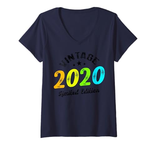 Damen Limitierte Auflage - Vintage 2020 T-Shirt mit V-Ausschnitt von Vintage Year of Birth Gifts Apparel & Accessories