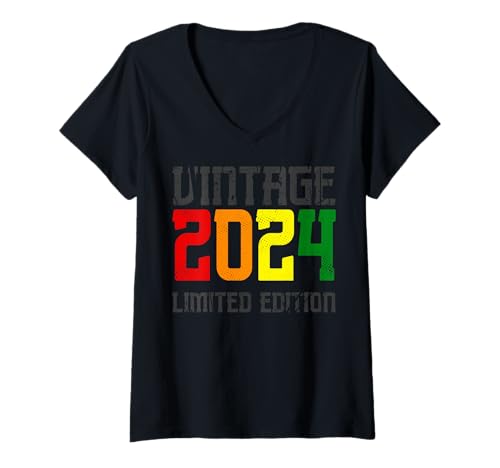 Damen Limitierte Auflage - Vintage 2024 T-Shirt mit V-Ausschnitt von Vintage Year of Birth Gifts Apparel & Accessories