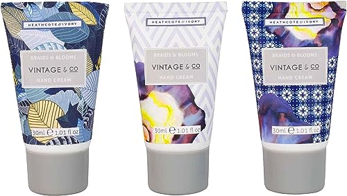 Vintage & Co Braids & Blooms Handcreme Trio Geschenkset | angereichert mit Sheabutter | tierversuchsfrei & veganfreundlich | reisefreundliche Größen | 3 x 30 ml von Vintage & Co Beauty