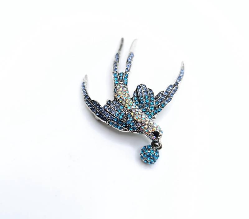 Fantasievogel, Vintage Brosche, Mit Strass in Mint Und Hellblau von Vintage1952Designs