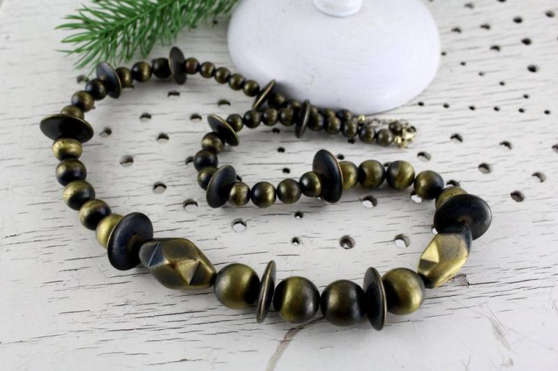 Halskette 80Er Jahre Mid Century Schmuck Aus Messing/Kupfer Ketten Verschluss Frauen Hochzeit Opulente von Vintage4Moms