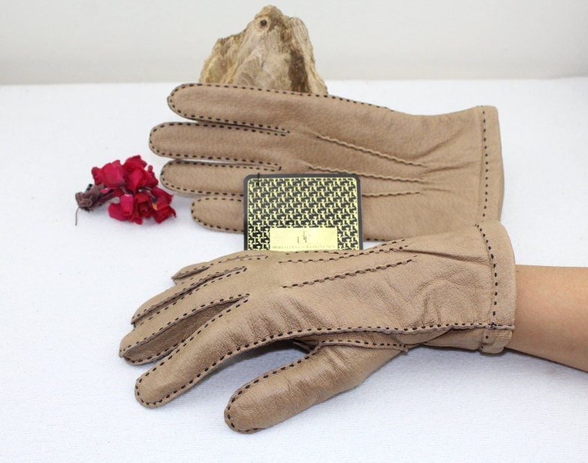 Vintage 50Er Jahre Echt Leder Handschuhe Grün Größe 8 Damen Mode von Vintage4Moms