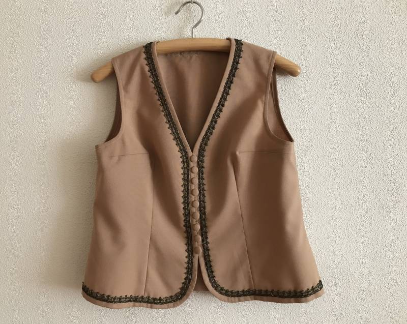 Damen Weste Braun Frauen Vintage Romantisch Formal Handarbeit Groß von VintageAgency