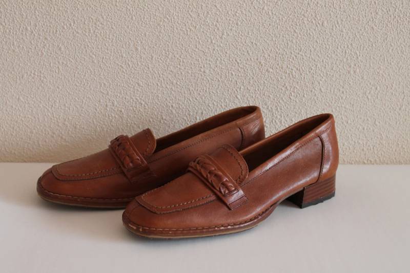 Vintage Loafers Nos B4Fun Braune Leder Zimtbraun Wohnungen Echtleder Damenschuhe von VintageAgency