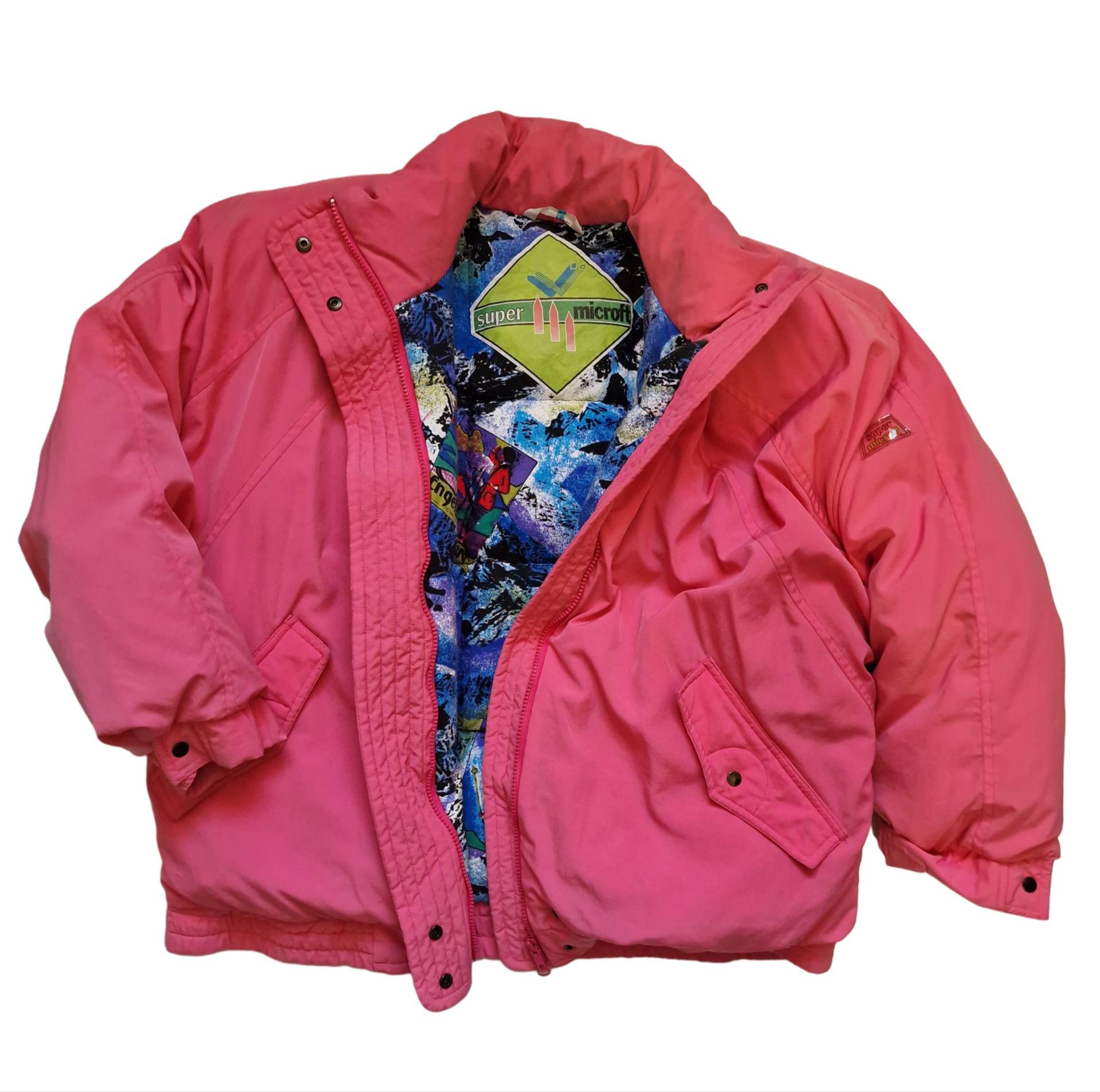 Vintage 80Er 90Er Ski - Steppjacke Rodeo, Federjacke Oversized Fit Candy Pink von VintageAlwaysYours
