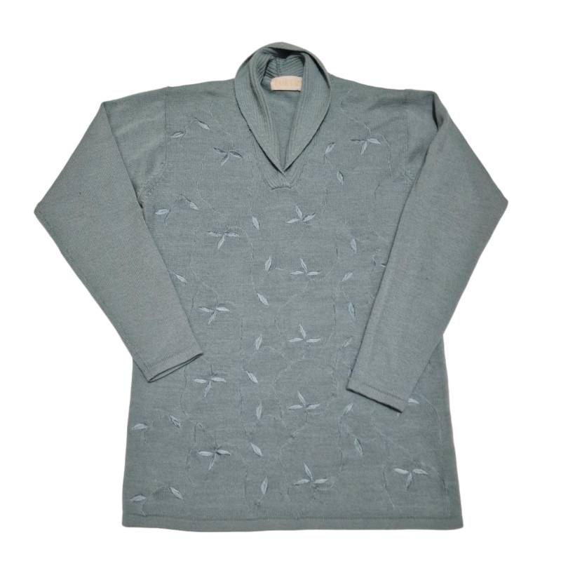 Vintage Bestickter Pullover Salbeiblauer Damen Strickpullover | Größe M von VintageAlwaysYours