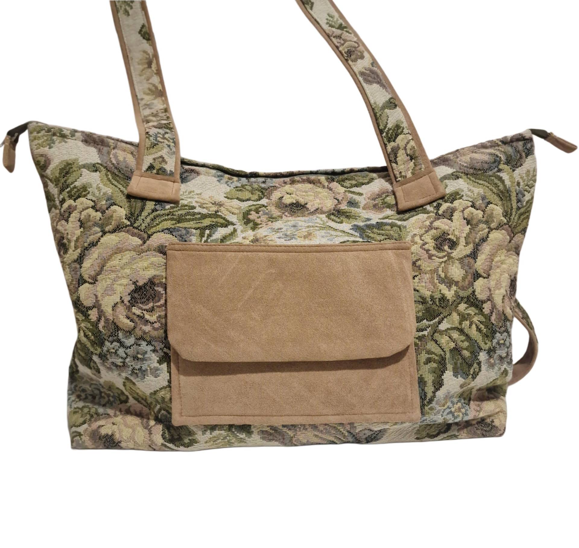 Vintage Gobelin Tragetasche Boho Floral Schultertasche Cottagecore Umweltfreundlich von VintageAlwaysYours