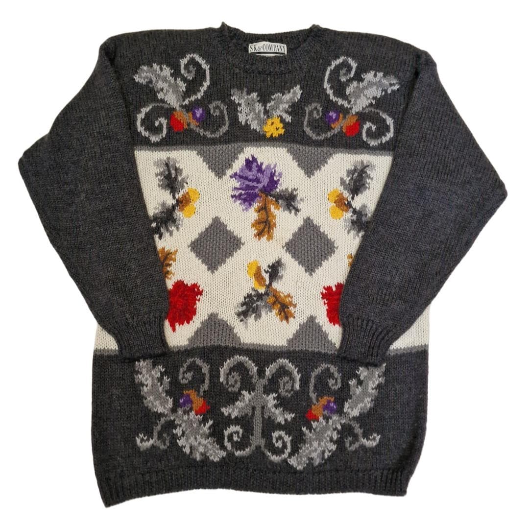 Vintage Sk Floral Strickpullover Wollmischung Pullover L von VintageAlwaysYours