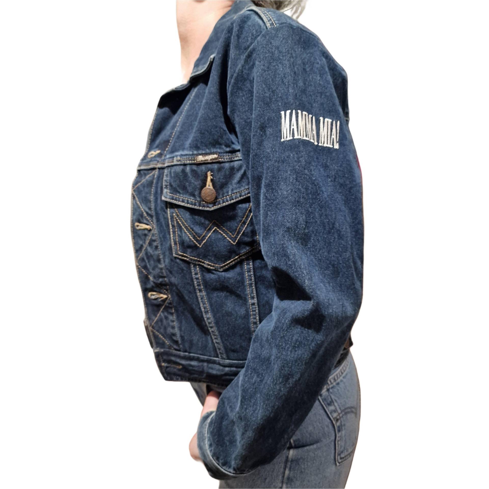 Wrangler Vintage Jeans Jacke S Mamma Mia Denim Kollektion Marineblau von VintageAlwaysYours