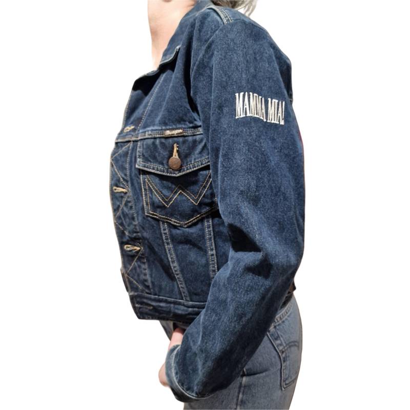 Wrangler Vintage Jeans Jacke S Mamma Mia Denim Kollektion Marineblau von VintageAlwaysYours