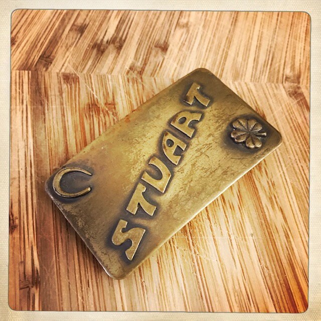 Rocker Vintage Us Buckle Stuart Western Rocker Messing Gürtelschnalle Americana Rockstar von VintageAmericano