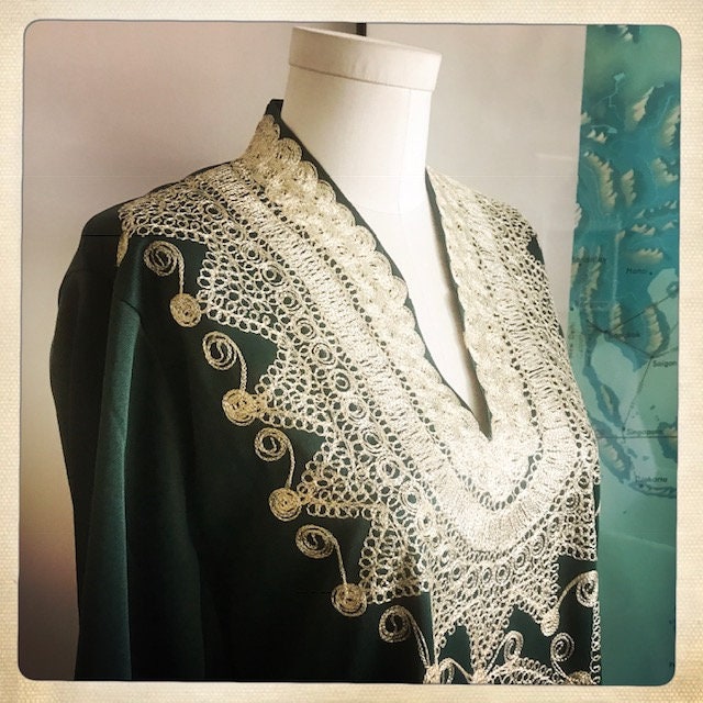 Umwerfendes Vintage 70Er Jahre Goddess Maxi Stark Besticktes Kleid Hippie Boho Festival - Größe M von VintageAmericano