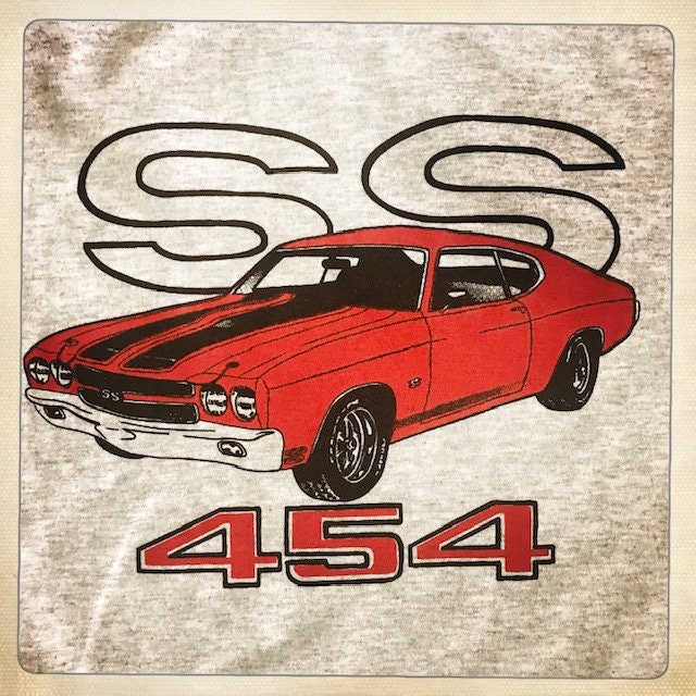 Vintage 70Er Jahre Chevelle Ss 454 Muskelauto Auto Nos Deadstock Graues Rundhals-T-Shirt - Größe Erwachsene 2x-Large von VintageAmericano