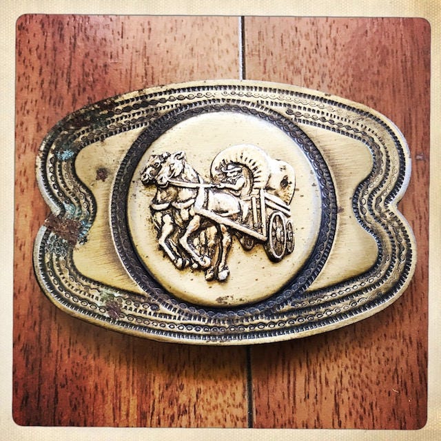 Vintage Stagecoach Western Rocker Messing Gürtelschnalle Americana Alten West Cowboy Usa Kostüm von VintageAmericano