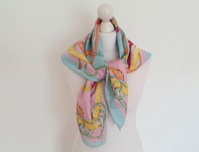 Muster Seiden Tuch Handrolliert Pastell Sorbet Mintgrün Vintage von VintageAndCream